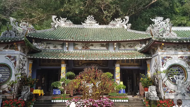 A pagoda courtyard on Thủy Sơn, the Water Mountain, at the Marble Mountains